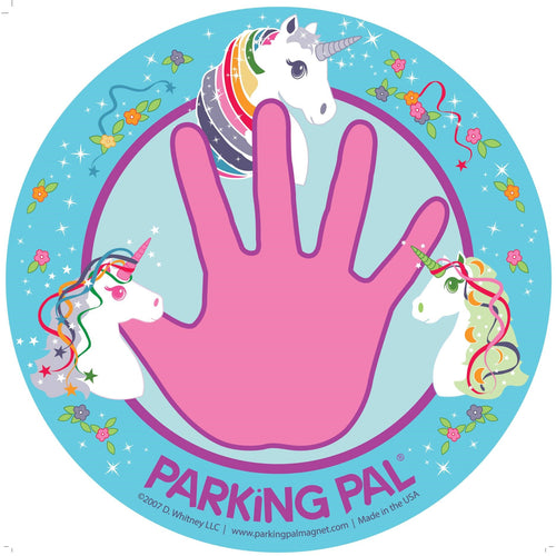pink and blue unicorn hand magnet for parking lot safety