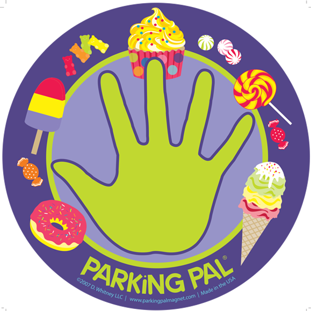 Purple ice cream cone, donut, candy parking lot toddler car safety magnet