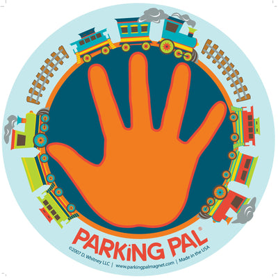 parking pal car safety magnet with trains and hand palm print