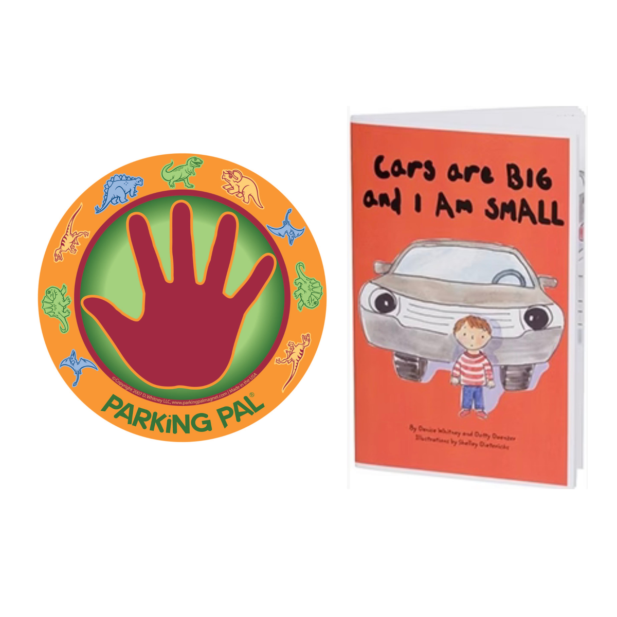Dinosaur Parking Pal magnet with Cars are Big and I am Small book combo pack