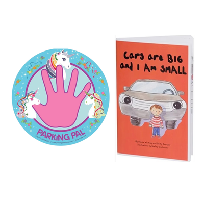 Unicorn Parking Pal magnet with Cars are Big and I am Small book combo pack