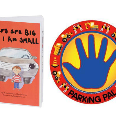 Cars are big and I am small safety book for parking lot safety around vehicles with construction trucks parking pal hand print magnet