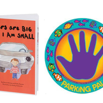 Purple blue Fish nemo parking pal hand print car magnet with toddler safety around cars book