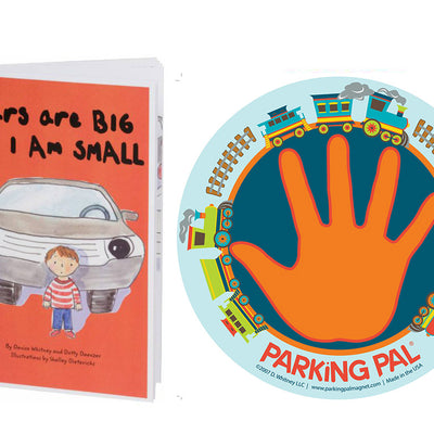 parking pal car safety magnet with trains and hand palm print and safety book for toddlers