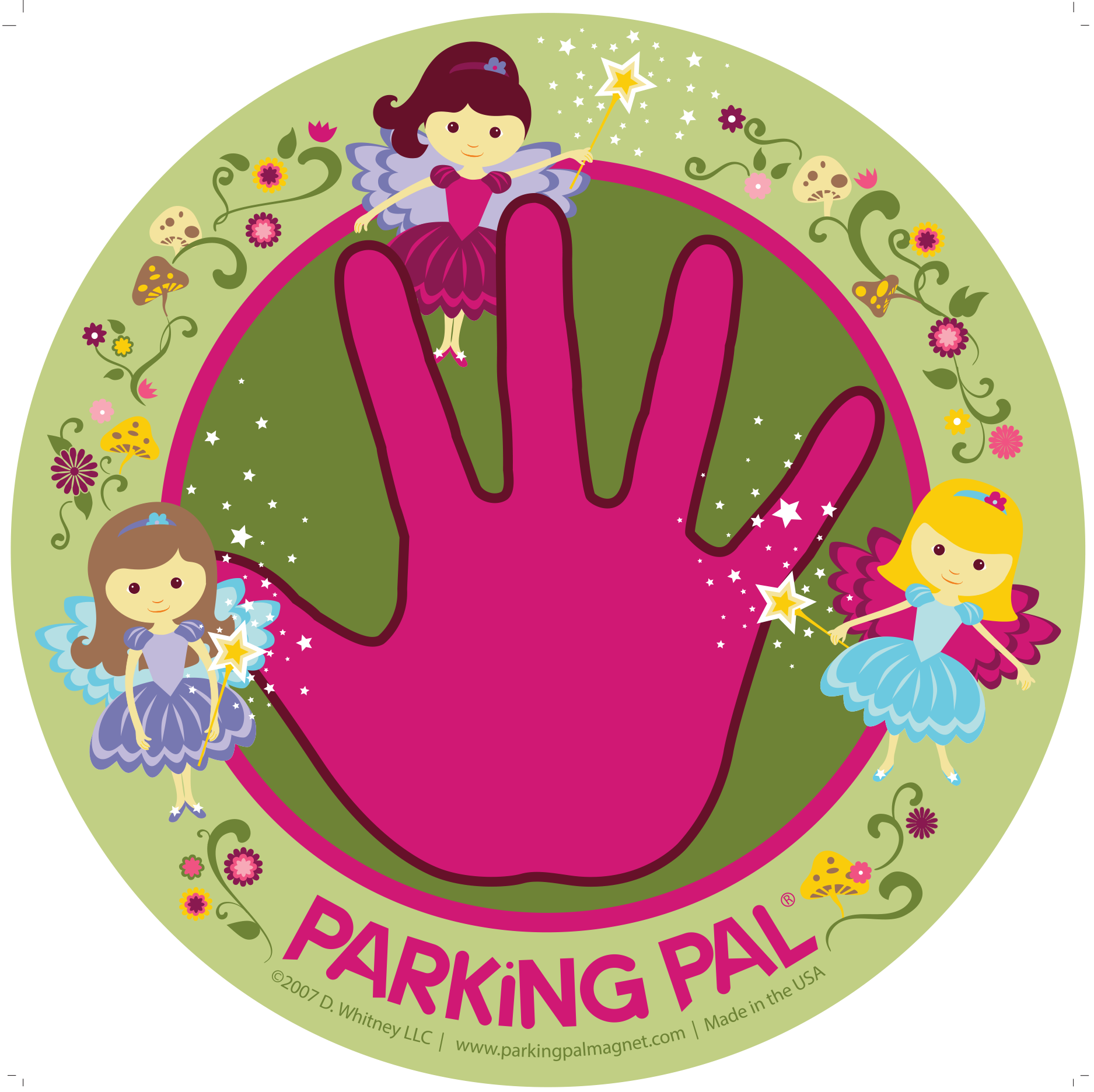 Fairy pink hand print removable car magnet toddler safety around vehicles in parking lots